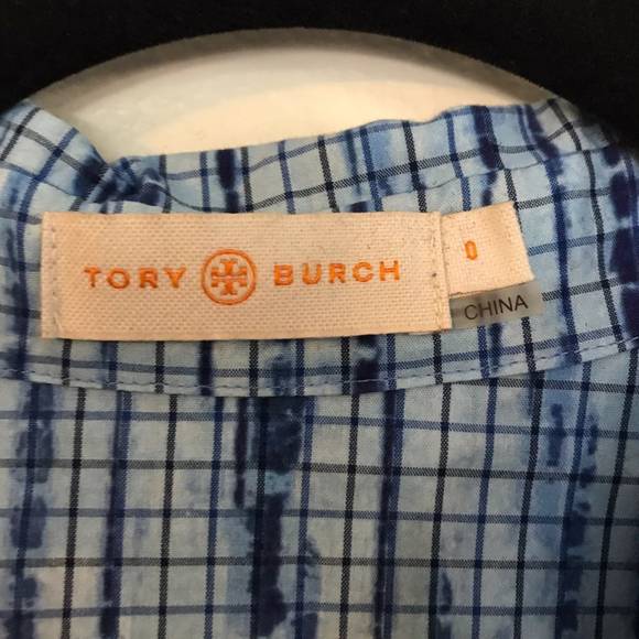 Tory Burch Blue White Collared Blouse - Picture 6 of 7